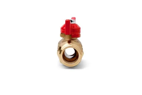 View through a water tap isolated on a white background. Foto stock