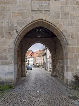 View through the Westertor in Dudertsadt Stock Photos