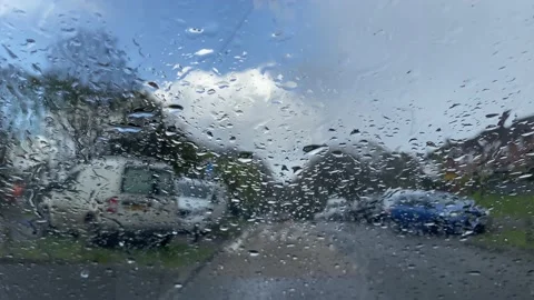 View through wet car windscreen Stock Footage 173127683