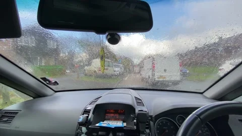View through wet car windscreen Stock Footage 173128761