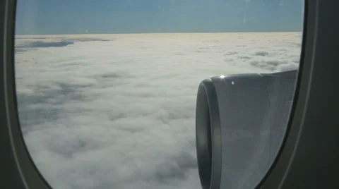 View through window of aeroplane as it flies through clouds Stock Footage 35529543