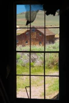View through window in bodie state historic park Stock Photos