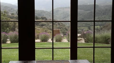View through window to Green Valley below Stock Footage 21587658