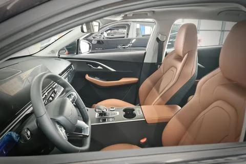 View through the window of the interior of a new Chinese OMODA C5 car with Stock Photos