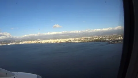 View through the window of landing in Palma Airport in  Mallorca Spain Video stock 81094217