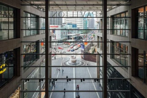 View through the window of the mall 스톡 사진
