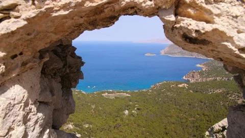 View through Window Rhodes Island Stock Footage 158145571