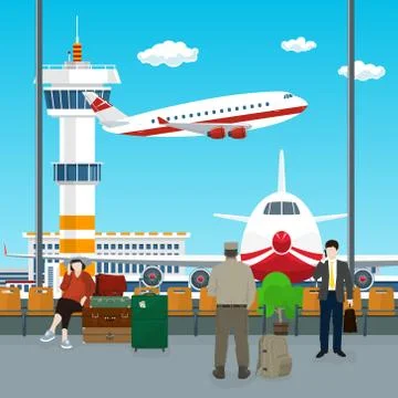 View through the Window at the Runway Stock Illustration