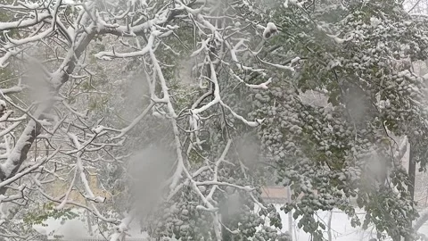 View through the window of a strong snowstorm Stock Footage 273110555