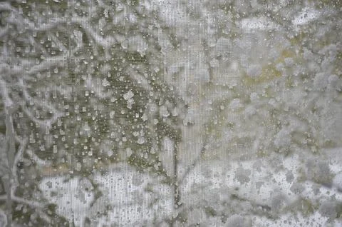 View through the window of a strong snowstorm Stock-Fotos