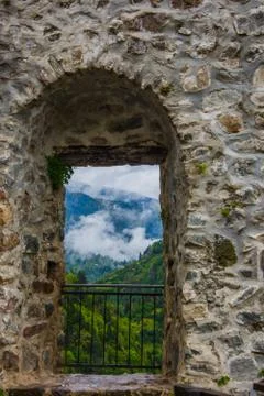 View through the window from the Zil castle Stock Photos