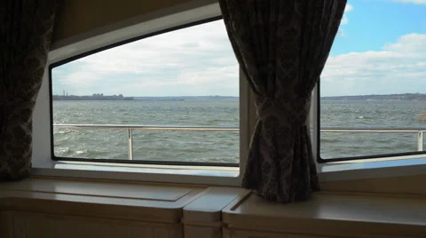 View through the window,illuminator of the yacht Stock Footage 48465712