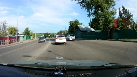 A view through the windshield of a car driving down the highway. Stock Footage 111961182