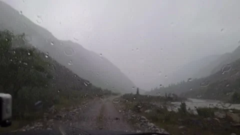 View through the windshield of a car on a storm Stock-Footage 300198270