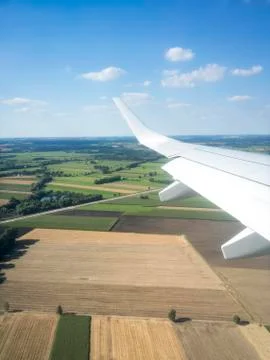 View thru an airplane window Stock Photos