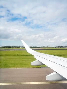 View thru an airplane window Stock Photos