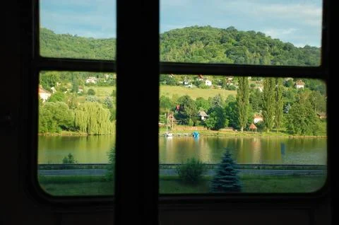 View thru the train's window Stock Photos