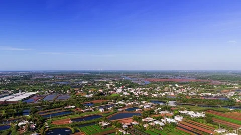 View of Thua Duc Beach in Vinh Long, Vietnam from above Video stock 347754033