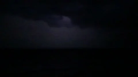 View of thunder and lightning on the sea Stock Footage 141381350