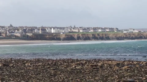 View of Thurso Town Coast from the Harbour Stock Footage 332069695