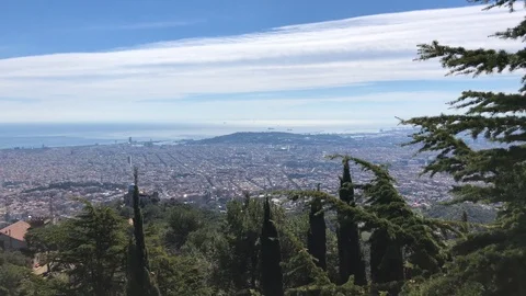 View from Tibidabo in Barcelona Stock Footage 87732775