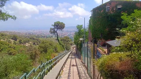 A view from the Tibidado Funicular car Stock Footage 298978916