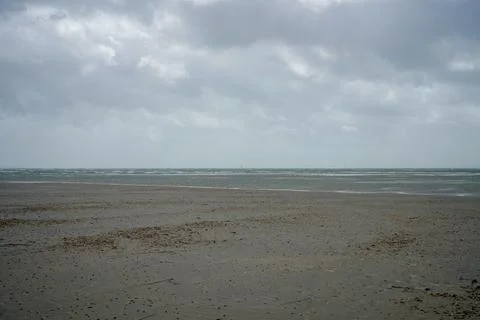 View of the tide out on a beach Stockfoto's