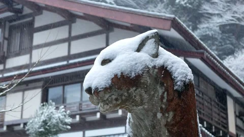 View to tiger sculpture statue infront of shrine temple in Kyoto countrysid.. Stock Footage 281833551