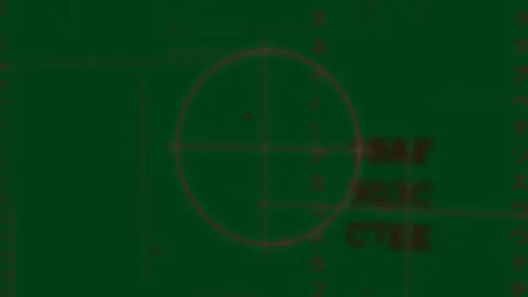View tilt starting reticle centering guides sliding red code scrolling to steady Stock Footage 329532071