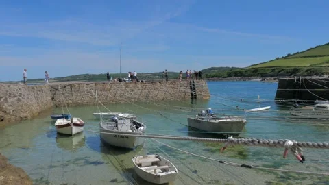 View of the tiny port of Racine in Normandy Stock Footage 135462432