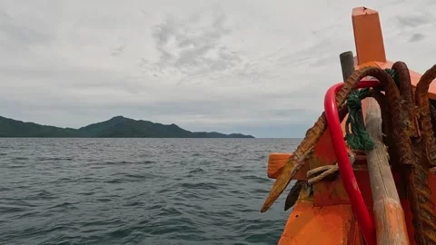 View from the tip of a boat crossing the seas. Boat Traveling Out To Sea. 스톡 동영상 280375636