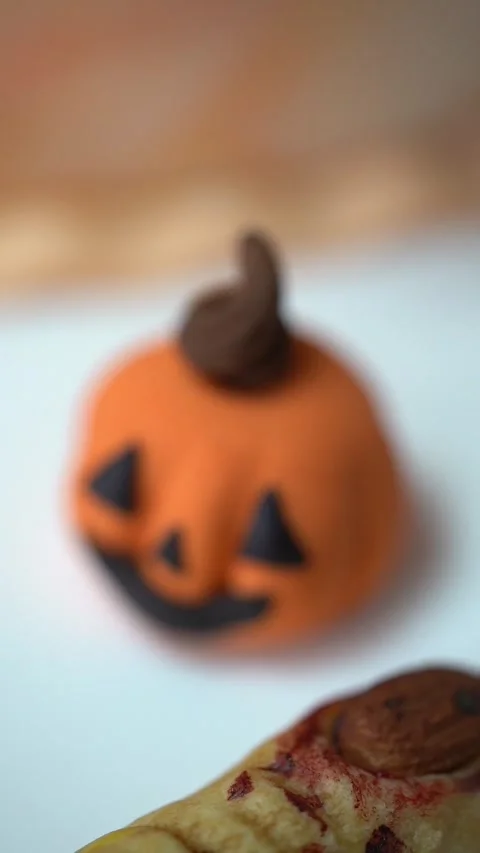 View of toasted bread bites topped with a creamy mushroom mixture and a garnish Stock Footage 322737405