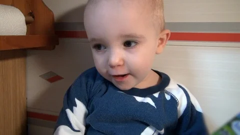 View of a Toddler Talking to Herself Stock Footage 92391608