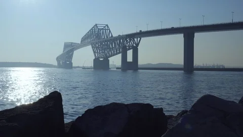 View of Tokyo Gate Bridge on a Winter afternoon, Tokyo, Japan Stock Footage 87315728