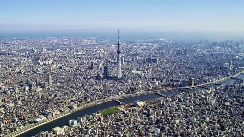 A view of Tokyo from a height in the evening Stock Photos