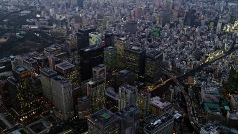 A view of Tokyo from a height in the evening Stock Photos