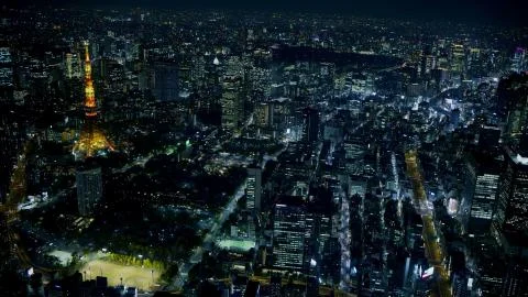View of Tokyo at night from a bird's eye view Stock Photos