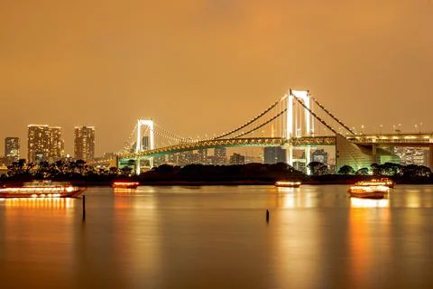 View of Tokyo Rainbow bridge at Sunset Stock Photos