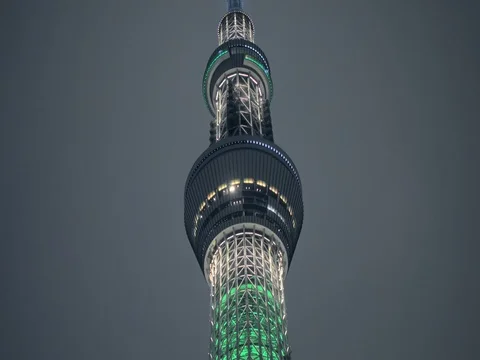 View of Tokyo Sky Tree at night Stock Footage 71220827