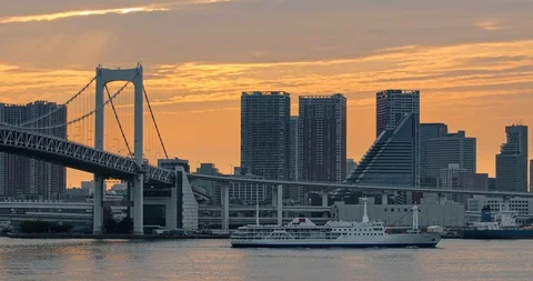 View of Tokyo in sunset Stock Footage 129552493