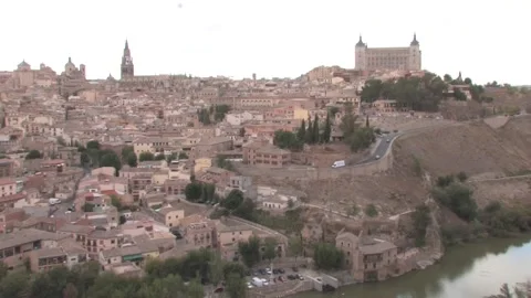 The view of Toledo and the Tagus River Stock Footage 196802337
