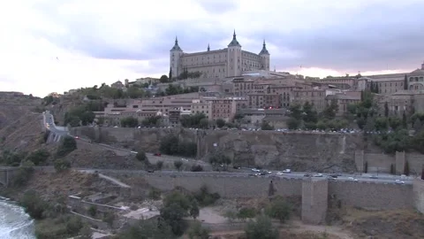 The view of Toledo and the Tagus River Stock Footage 196802364