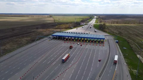 View of the toll booth from far above. Stock Footage 153220582