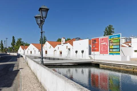 A view of the Tomar Templar Interpretive Center, with its bright white walls Stock Photos