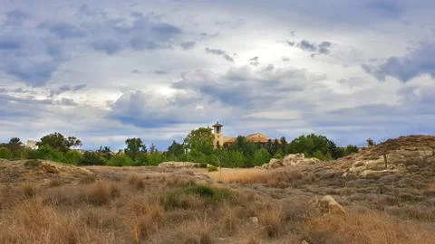 View from Tombs of the Kings - archaeological park in Paphos, Cyprus. Stock Photos