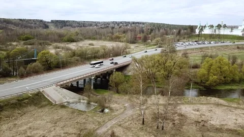 View from the top above the highway on the background of an Orthodox church Stock Footage 305567733