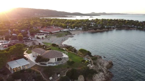 View from the top of bay on the emerald coast in Sardinia Stock Footage 158988356