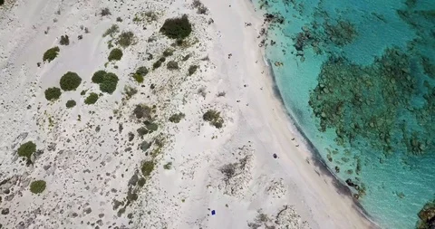 View from the top to the beach with a sandy beach Stock Footage 98645214