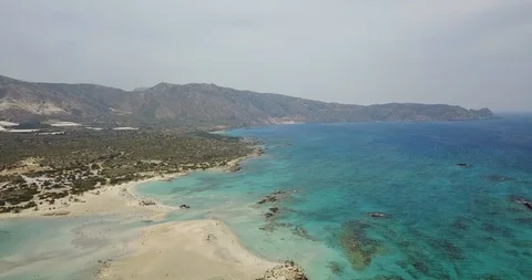 View from the top to the beach with a sandy beach Stock Footage 98645714