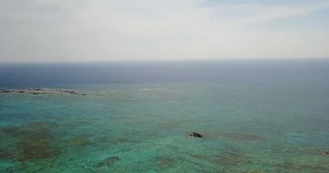 View from the top to the beach with a sandy beach Stock Footage 98645834